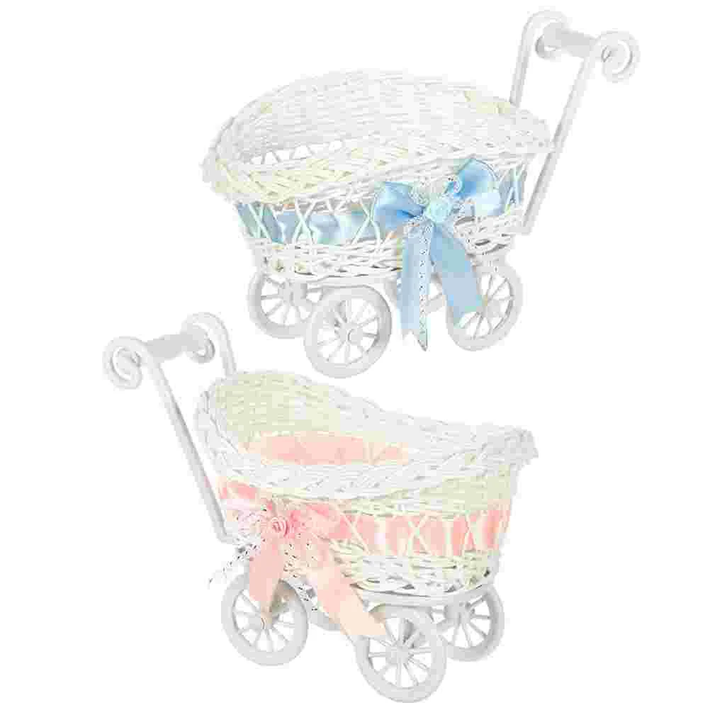 

2 Pcs Kids Use Candy Basket Woven Sweets Gift Rattan Pp Party Favors Baby Shower Decorations Wedding Ceremony
