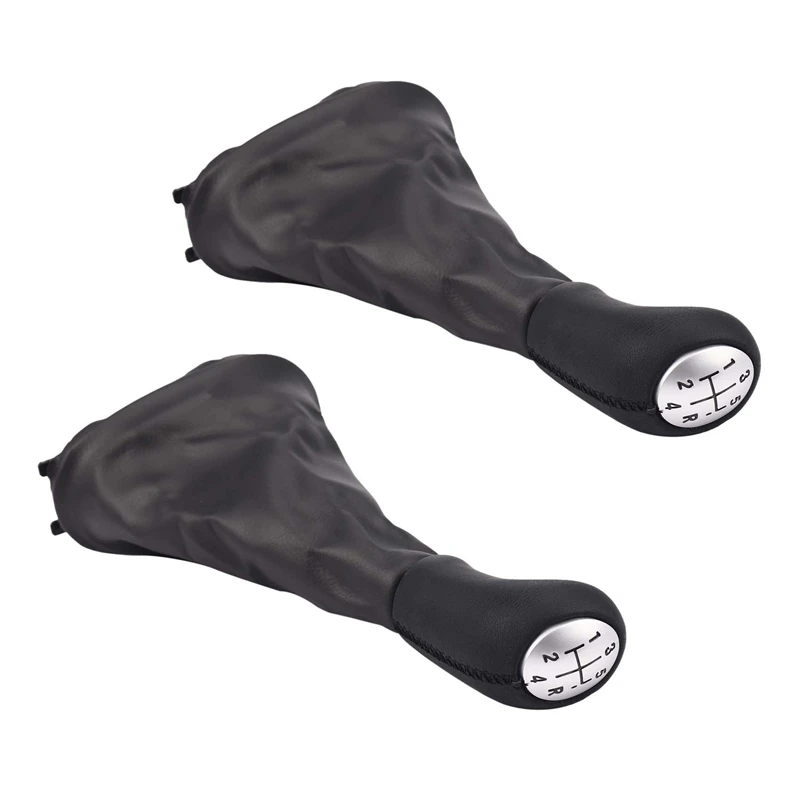 

2X 5 Speed Leather Manual Car Gear Shift Knob Lever With Boot Cover For Renault Clio 2 Clio 3 Megane 2 Scenic 2 Kangoo