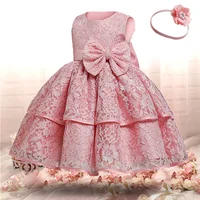 1st 2nd Birthday Baby Girls Princess Dress Toddler Kids Bowknot Flower Party Lace Tutu Vestidos Wedding Costume Infant Clothes