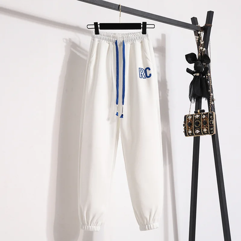 Женские спортивные брюки простые весенние Свободные повседневные эластичные