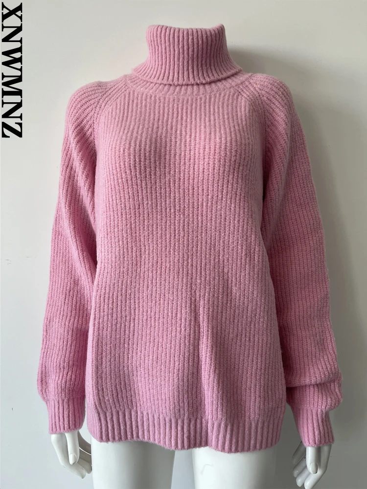 

XNWMNZ Women's Fashion loose Knitted Sweater Women vintage turtleneck Long Sleeve Casual Sweater pullover 2022 Autumn Winter