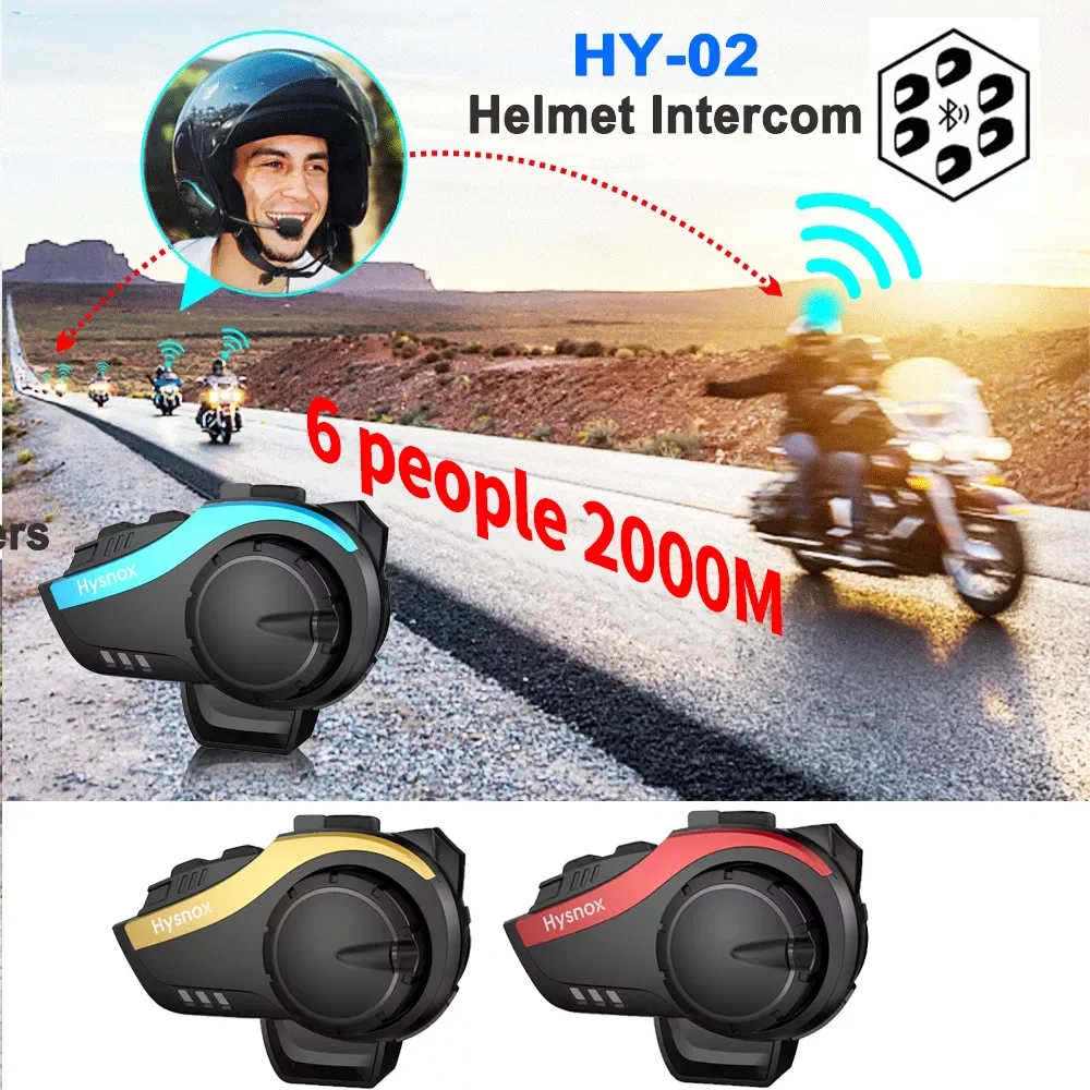 

NEW2023 6 Riders 2000M Talking Bluetooth 5.0 Motorcycle Intercom Helmet 3 Waterproof Interphone Headset Fm Radio Earphone
