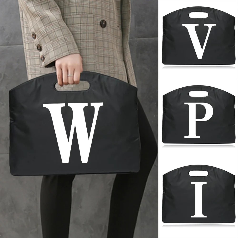 

Fashion Briefcase Laptop Bag Case for MacBook Air 13 Trend Handbags Light Business Briefcase White Letter Name Printing Tote Bag