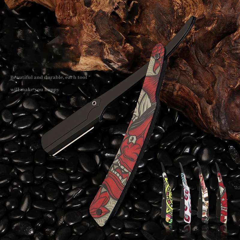 Straight Edge Stainless Steel Sharp Barber Razor Folding Shaving Beard Cutter Gift 4 Color