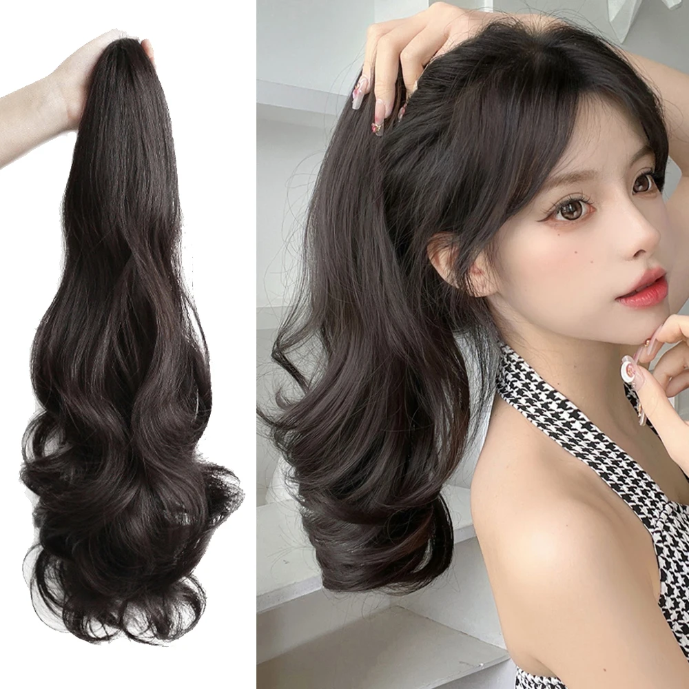 

DANBO Synthetic Wavy Claw Clip On Ponytail Hair Extension Ponytail Extension Hair For Women Pony Tail Hair Hairpiece