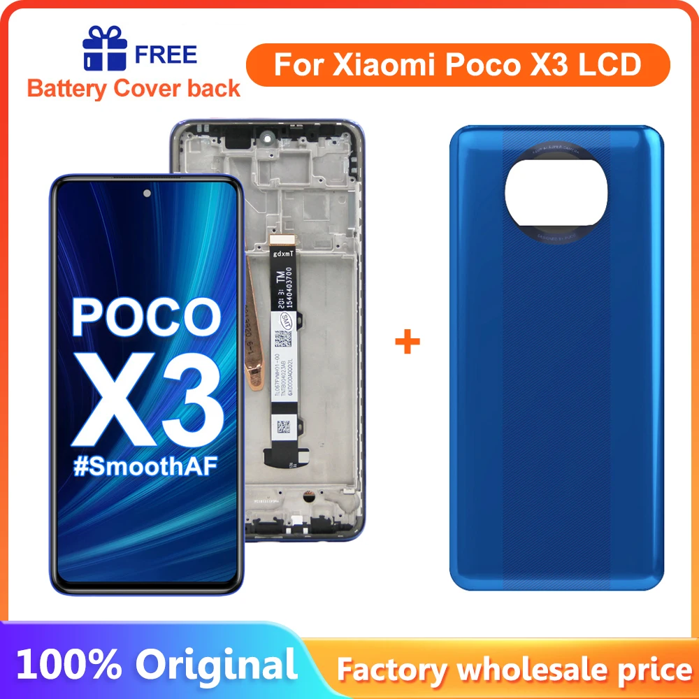 Оригинальный ЖК-дисплей 6,67 дюйма для Xiaomi Poco X3, ЖК-дисплей с сенсорным экраном и дигитайзером в сборе для Xiaomi Poco X3, зеркальный ЖК-экран
