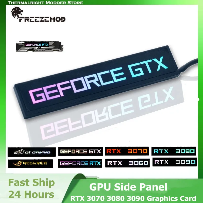 PC Case DIY RGB VGA Side Panel RTX 3070 3080 3090 Graphics Card GPU Lighting Backplate Board ROG 5V 3PIN ARGB M/B AURA SYNC