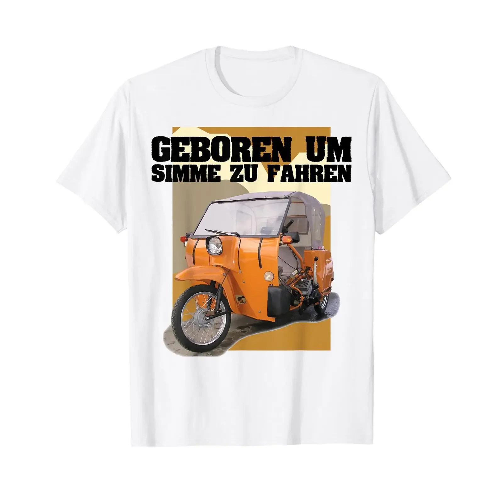 Фото Винтажная футболка Geboren Um Simme Zu Fahren Simson Duo Moped с эффектом потертости, дизайнерская одежда, удобная, с графическим принтом, в стиле стритвир. №1