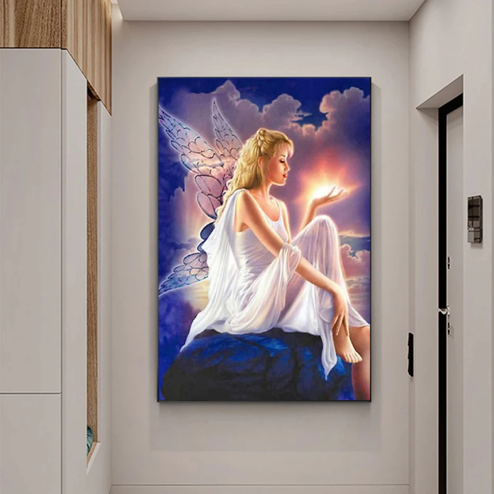 

5D DIY Diamond Painting Elf Diamond Mosaic Religious Rhinestone Embroidery Full Circle Girl Cross Stitch Home Decor