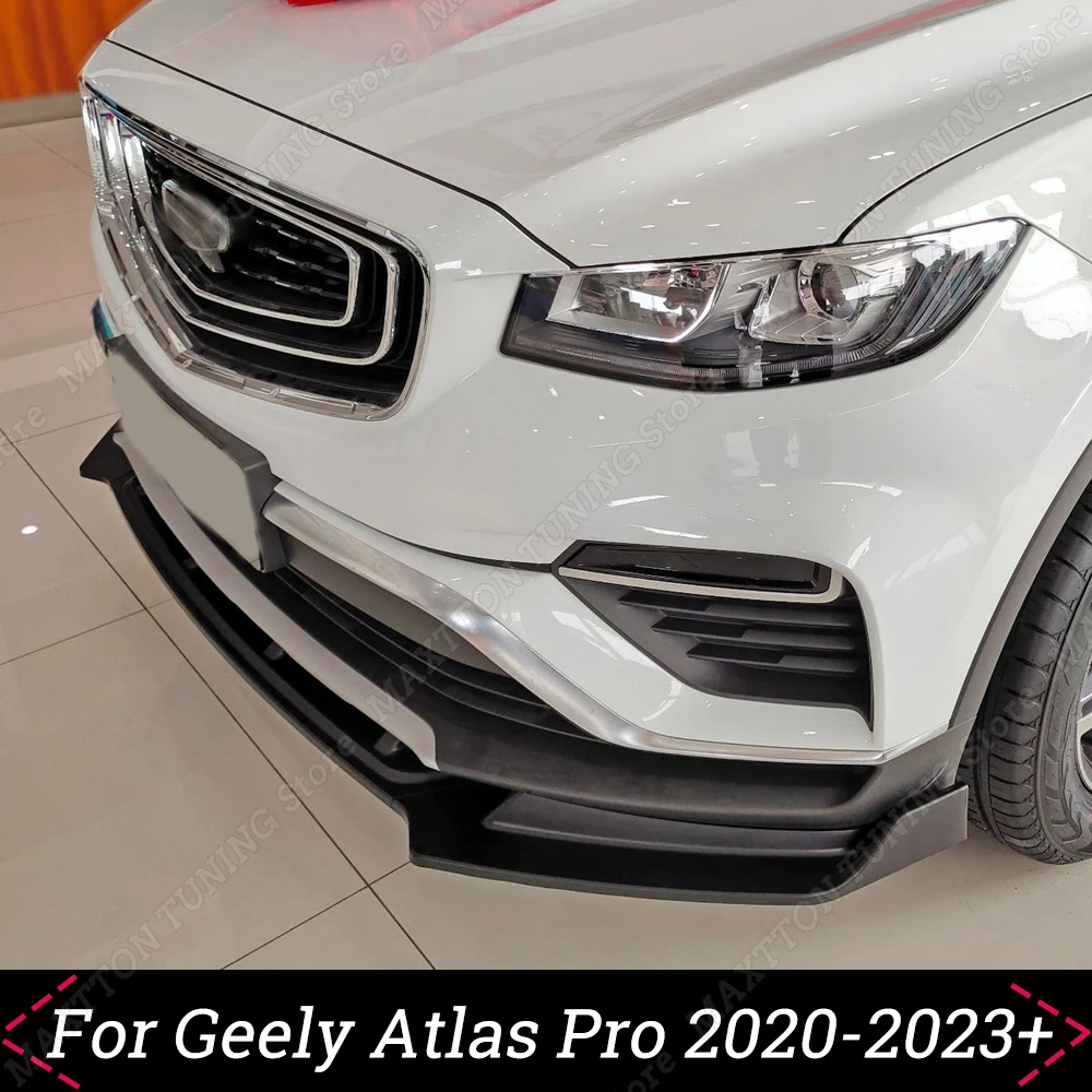 

For Geely Atlas Pro 2020 2021 2022 2023+ Gloss Black ABS Plastic Car Front Bumper Lip Splitter Spoiler Diffuser Guard Trim