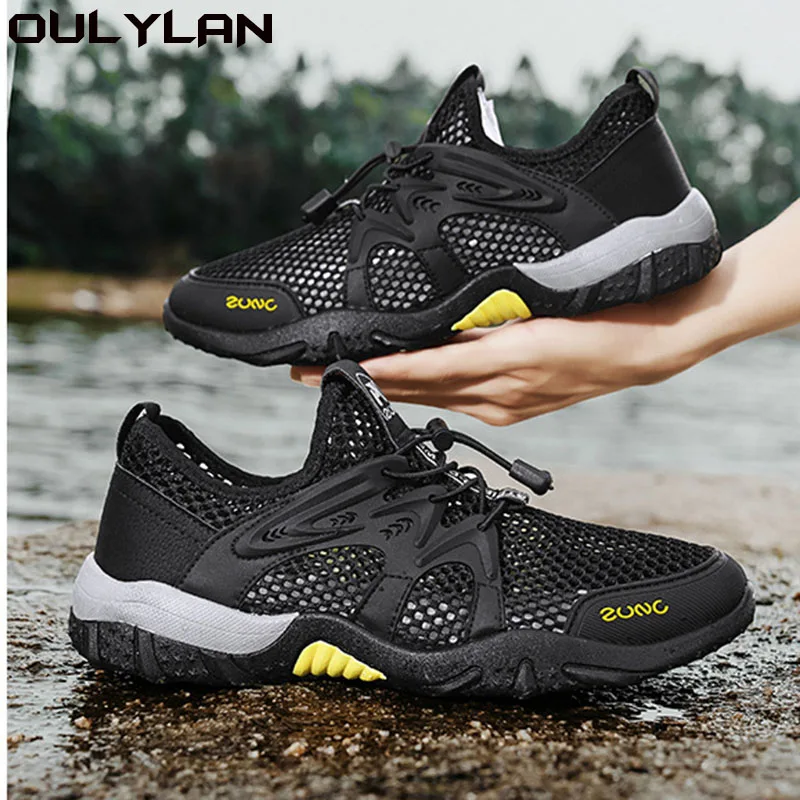 Мужская обувь Oulylan летние дышащие сетчатые уличные Нескользящие прогулочные