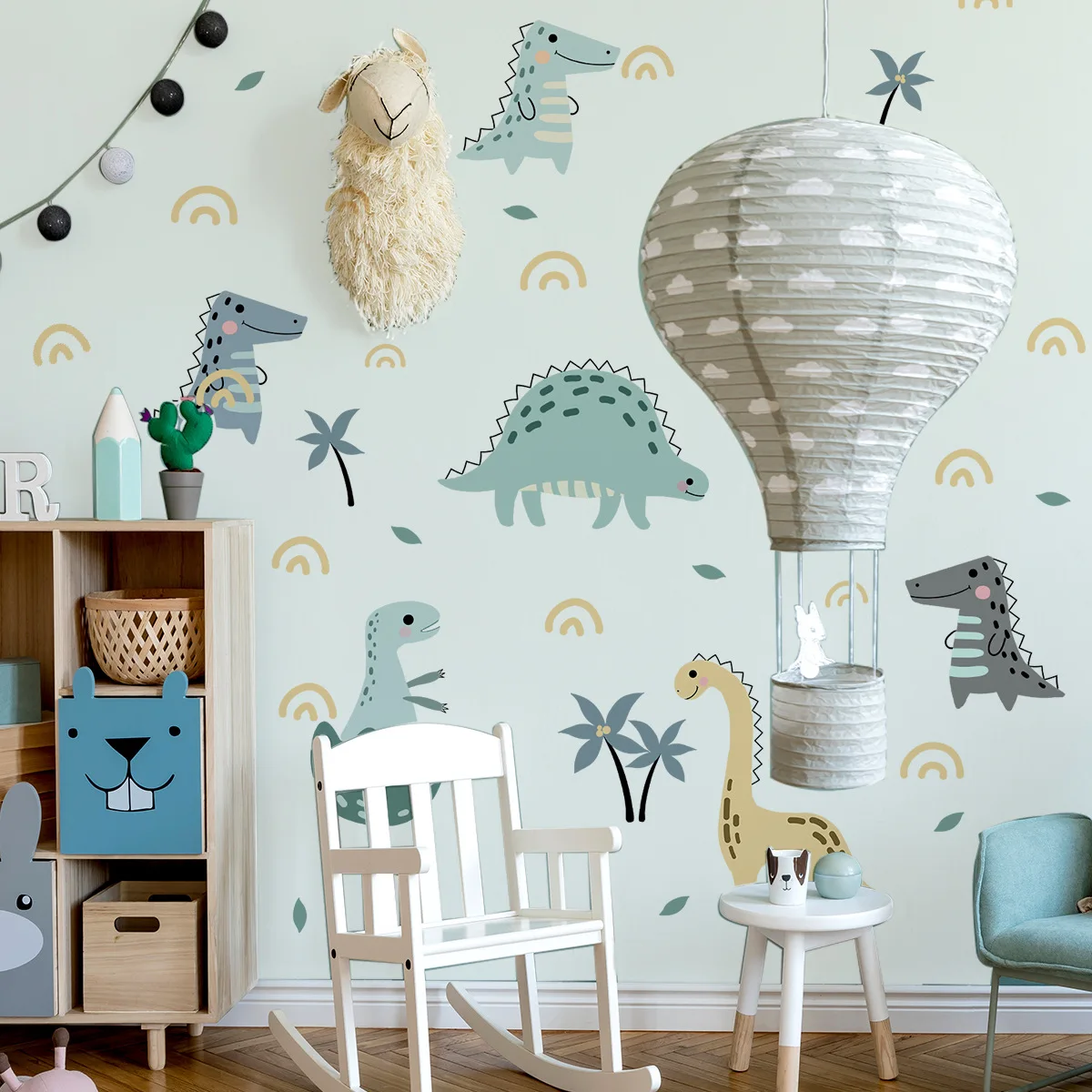 

Cartoon Animal Dinosaur Rainbow Wall Sticker Nursery Room Bedroom Kindergarten Home Decoration Mural Self-adhesive Decal