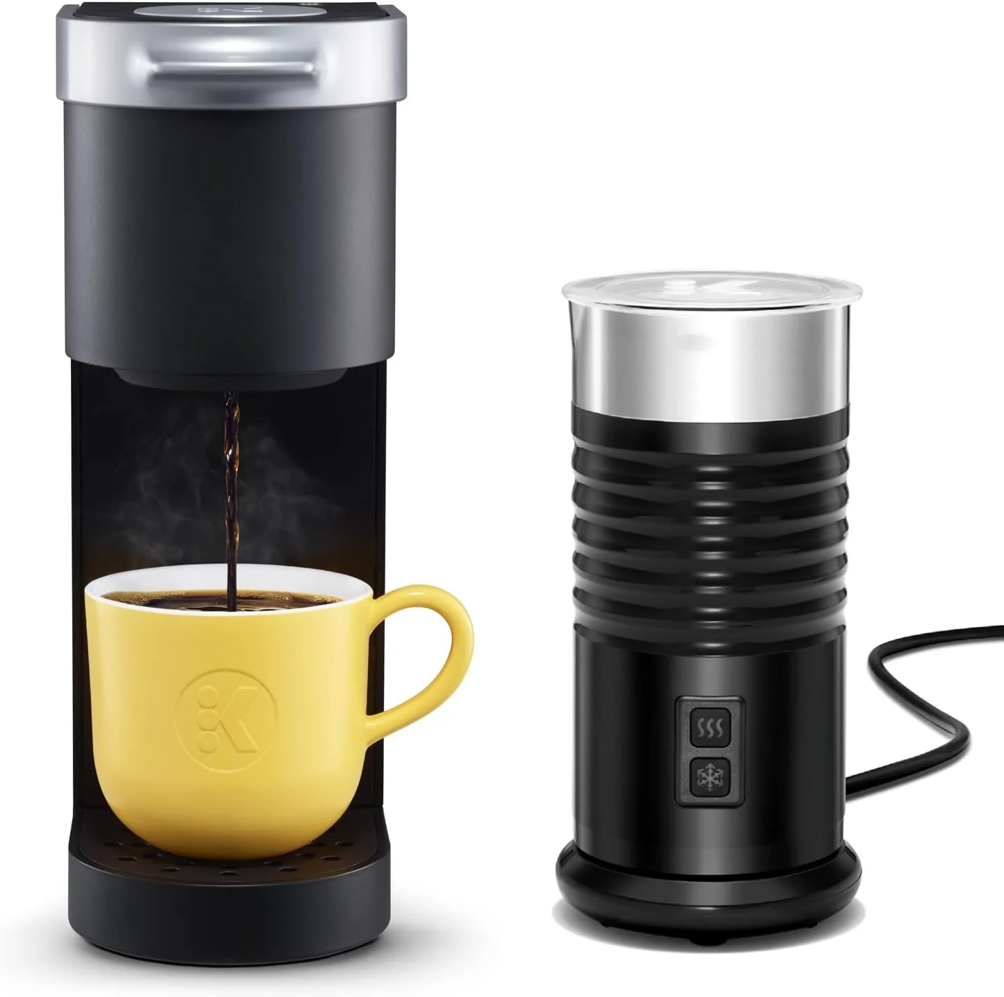 

Single-Serve K-Cup Coffee Maker, Black and Standalone Milk Frother, Black Coffee accessories Coffee maker Coffee machine Espres