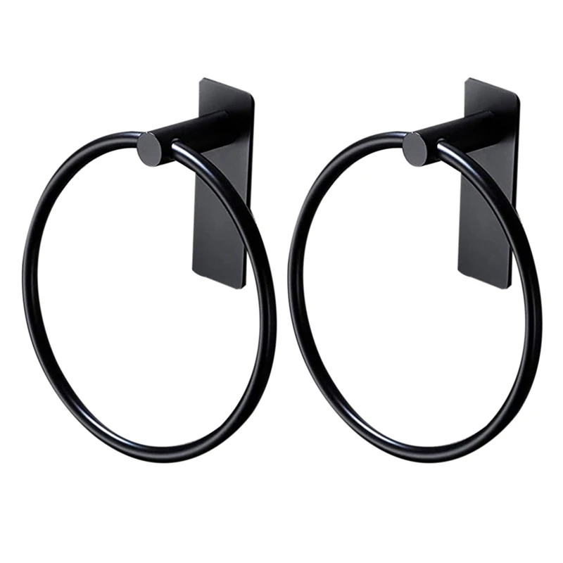 Ring/hand Towel Holder - Self Adhesive Round Towel Rack Hand Towel Bar For Bathroom, Stainless Steel Black Promotion