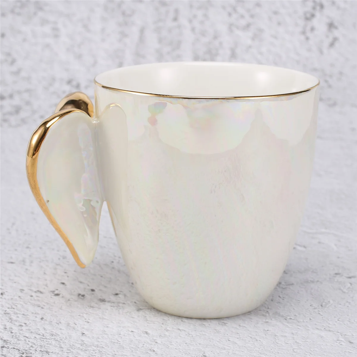 

Gold-Plated Handle Angel Wings Coffee Cup White Ceramic Office Home Tea Milk Porcelain Cup Couple Gift Home Decoration