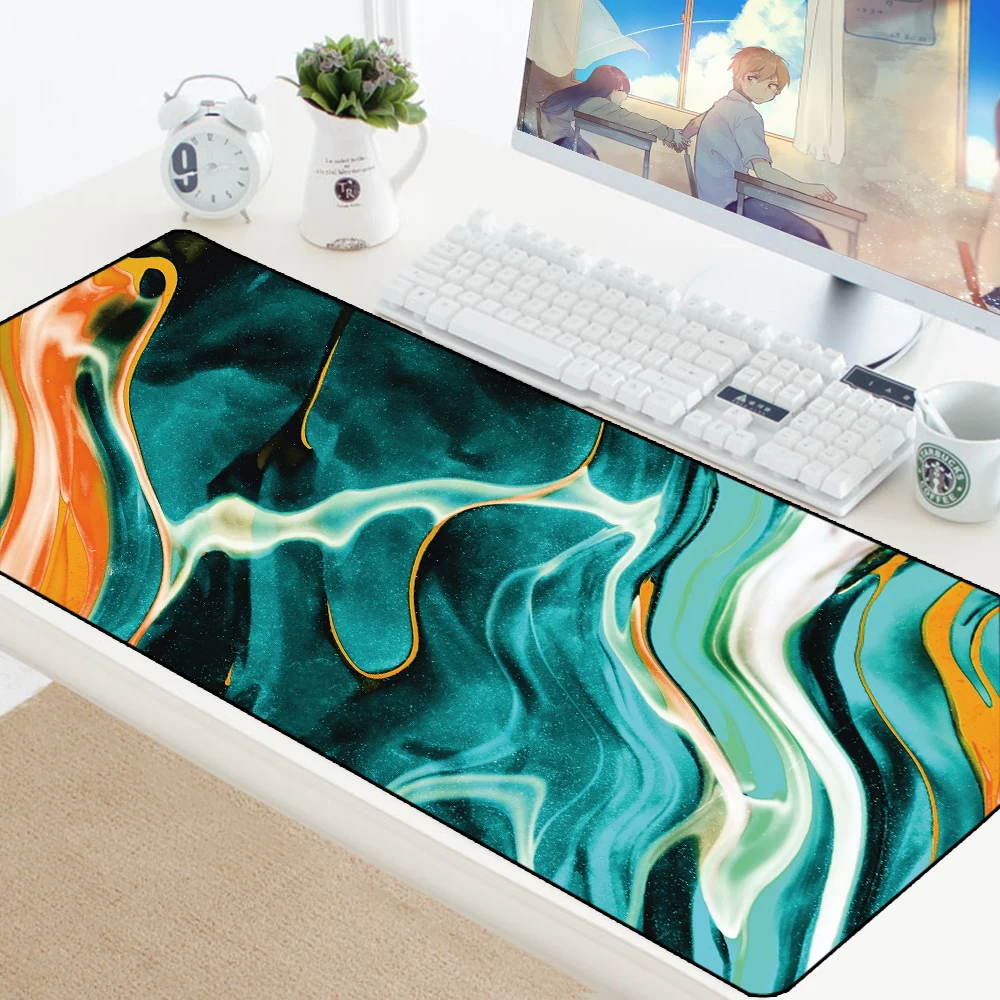 

Коврик для мыши большой с оверлоками, резиновый коврик для компьютерных игр 90 х40 XL, с геометрическим рисунком, аксессуары для ПК