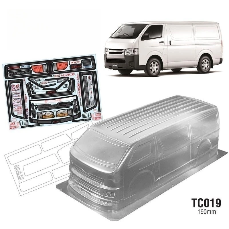 

Корпус TeamC 190 мм Hiace Van Truck 1/10 прозрачный чехол Lexan для кузова автомобиля и наклейки для дорожной модели 258 мм Колесная база