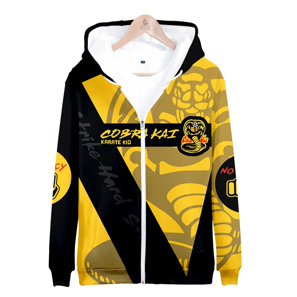 

2021 NEW The Karate Kid Cobra Kai 3D Printed zip up Hoodies Clothes Coat boys Sweatshirt men womens Hooded Costume Casual Tops