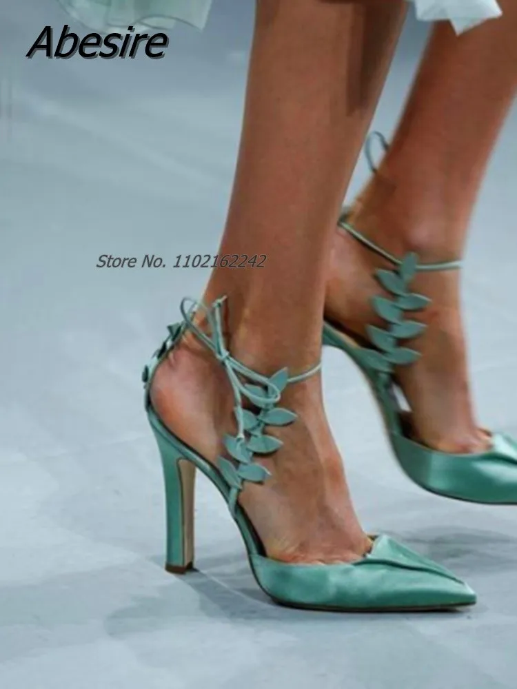 Ankle Strap Pointed Toe Heels Sandals Square Pumps Plus Size Banquet Party Women'S Shoes Gladiator T-Stage Show Zapatos Mujer