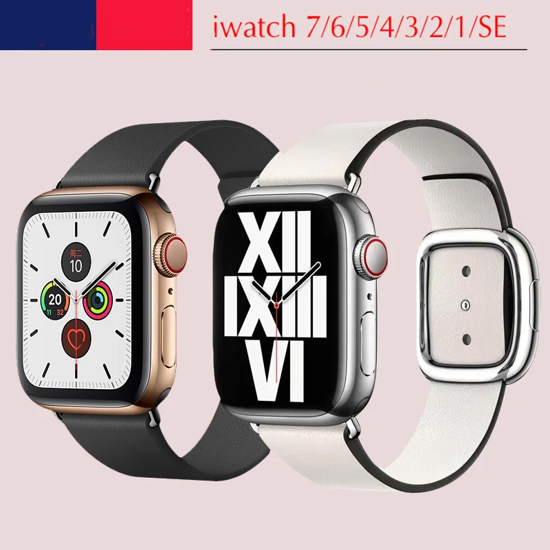 

Modern buckle strap For Apple Watch band 7 8 45mm 41mm Leather bracelet correa iwatch series 5 4 3 6 SE Ultra 49 44 40mm 42/38mm