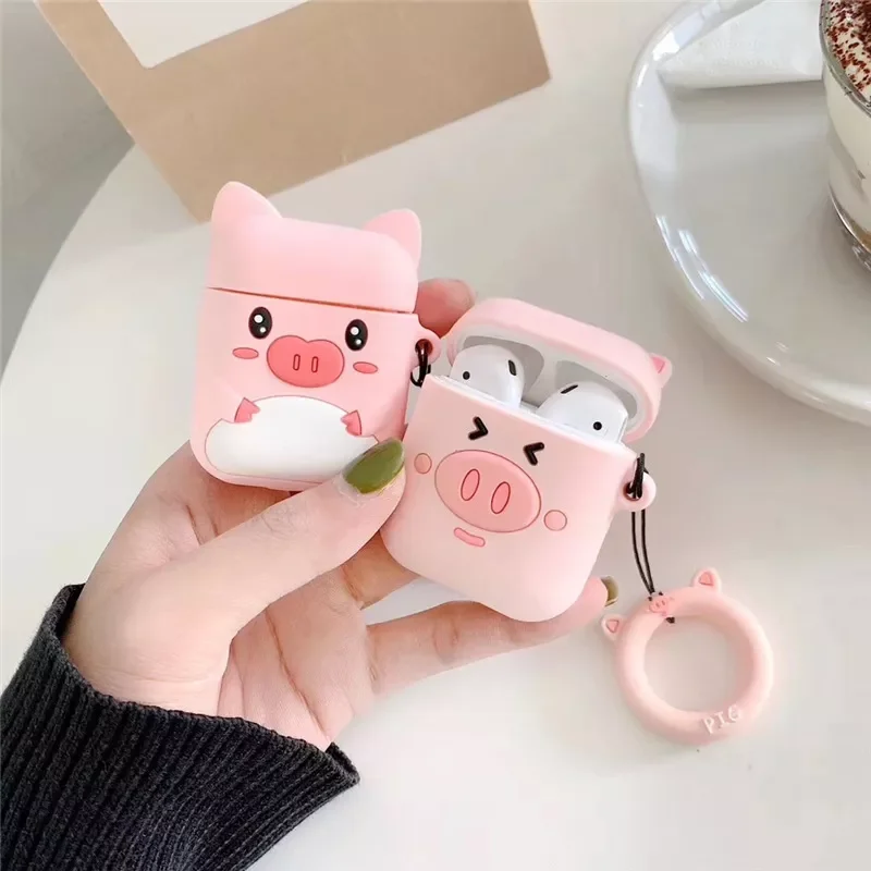 

1Pc For AirPod 1 2 Case Cute Cartoon Pink Pig Girl Soft Silicone Earphone Cases For Apple Airpods 2 Case Cover