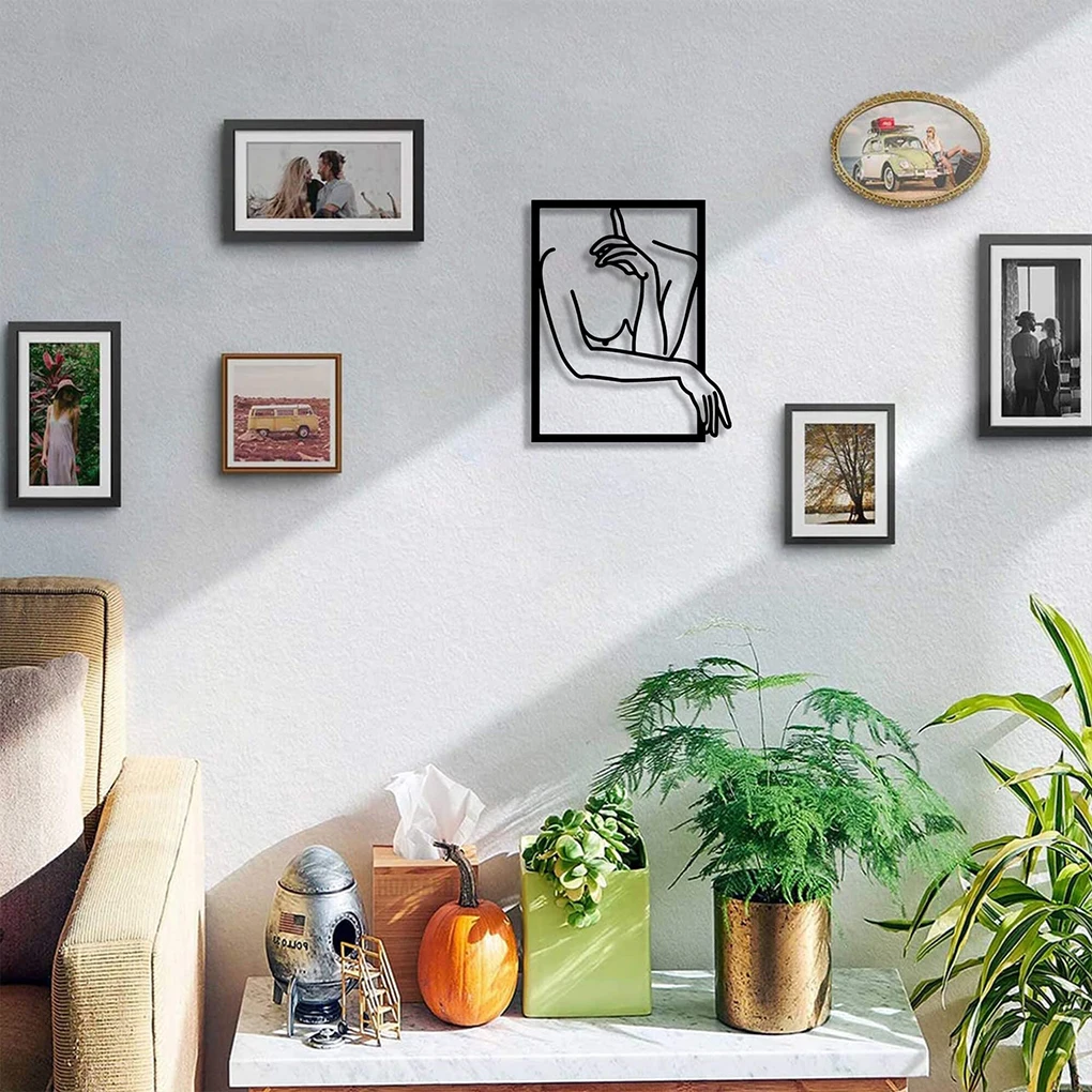 

Metal Wall Art Frame Decor Female Body Window Door Abstract Women Shape Decoration Painting Home Bathroom Ornament