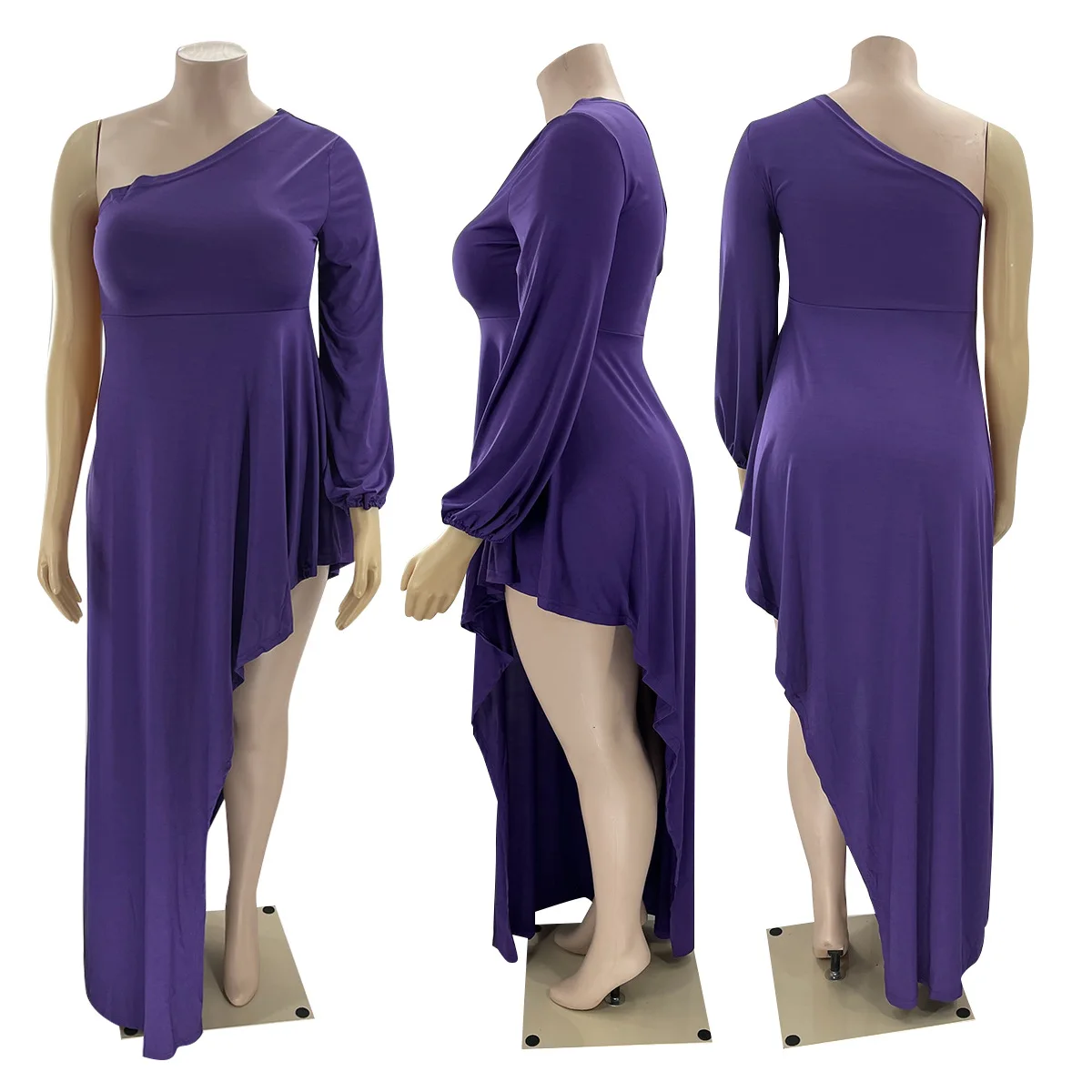 Plus Size Elegant Pretty Dress Women Ruffle Chubby Clothing Female One Shoulder Luxury Robe 2023 Summer Trendy Party Long Dress