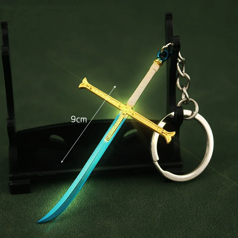 Юрское юрское Украшение 9 см, модель оружия Дракулы, Mihawk, брелок для мужчин, Shichibukai Hawk Eyes, подвеска, кольцо для ключей, аниме Фанаты, автомобильная сумка, ювелирные изделия, подарок