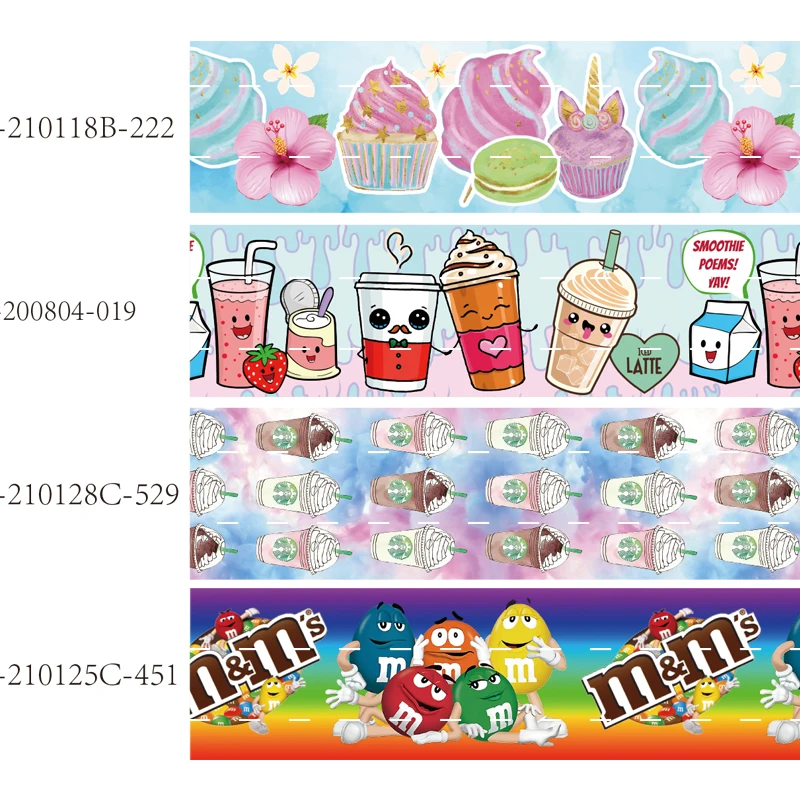 

Корсажная лента с принтом для пирожных и напитков, 25 мм, 38 мм, 10 ярдов