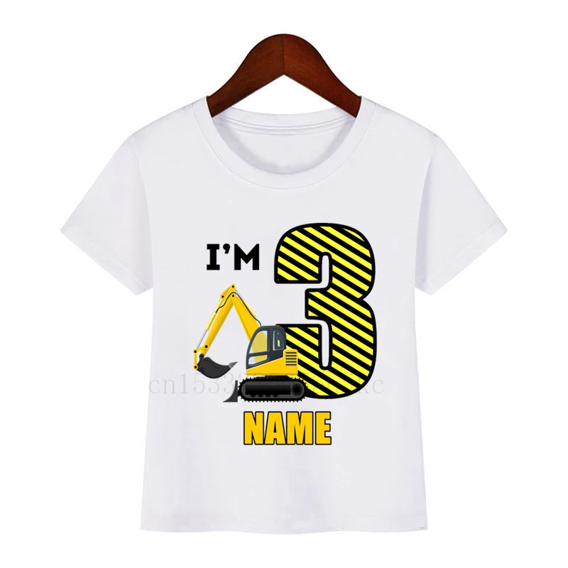 Футболка детская с мультяшным экскаватором забавный подарок для мальчиков и