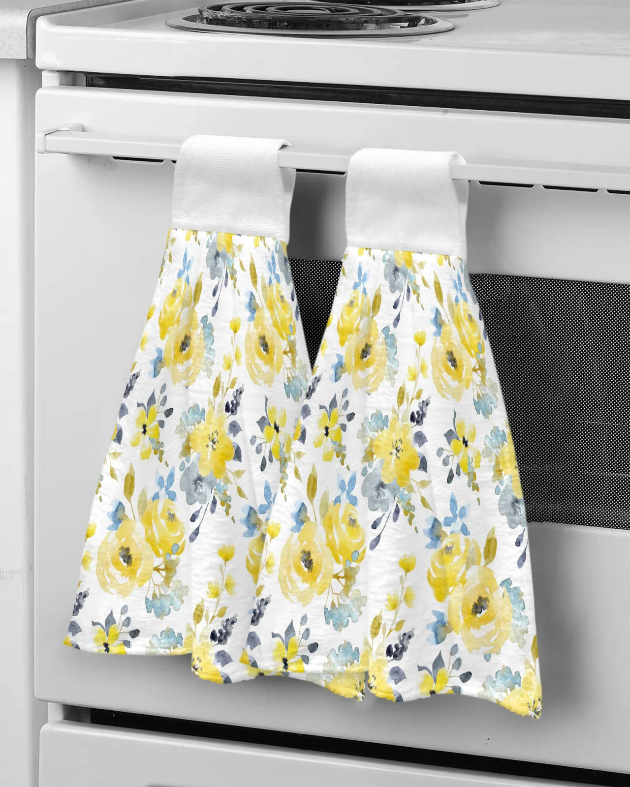 

Plant Yellow Watercolor Flowers Microfiber Hand Towels Absorbent Towels Handkerchief Kitchen Tableware Cleaning Towel
