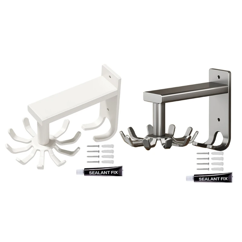 

10Rotating Hooks Kitchen Utensil Storage Cabinet Wall Mounted Kitchen Rack