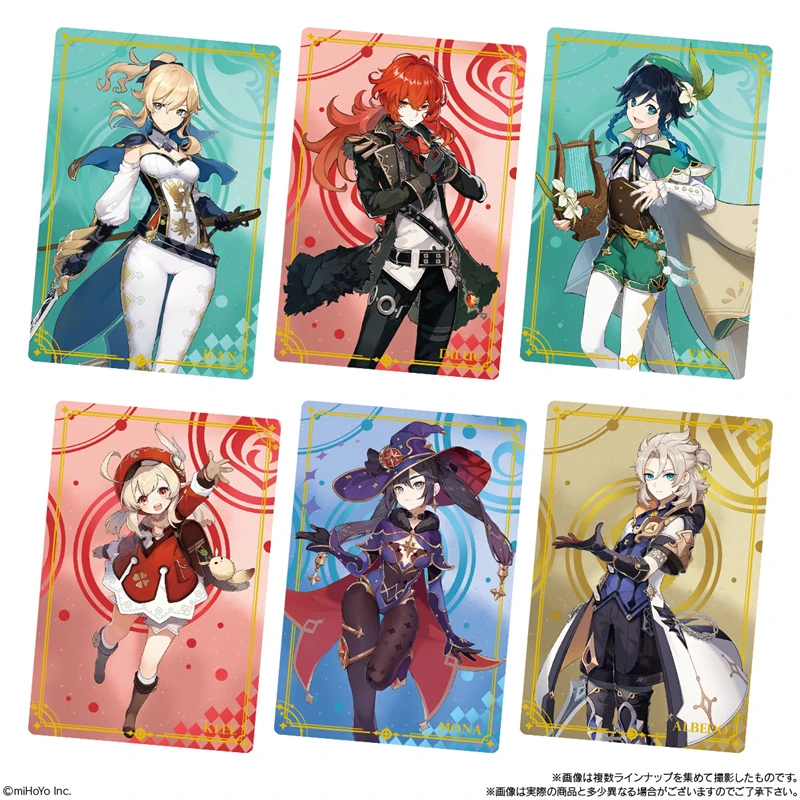 20 вещей/набор Bandai Genshin Оригинальная годовщина Еда Игровая карта Слепая коллекция Diluc Klee Keqing Подарок для поклонников