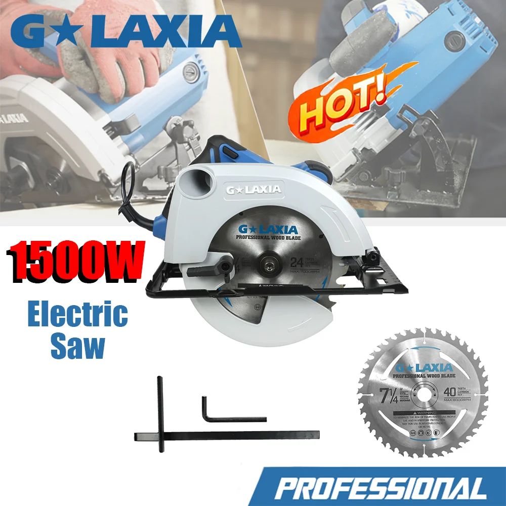 

Galaxia 220V Circular Saw 1800W Aluminum Guard Soft Grip Electric Saw for Woodworking Household Power Tools