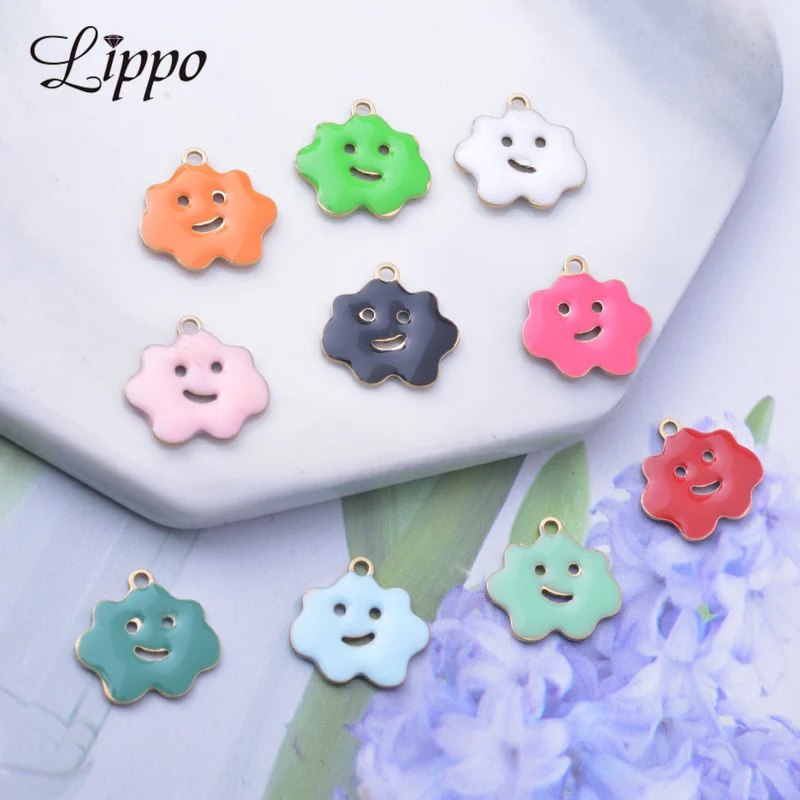 

30pcs Copper Cloud Charms Both Side Enamelled Colorful Pendant DIY Jewelry Earring Making