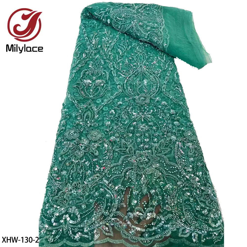 Новейшая кружевная ткань из бисера 2023 Высококачественная африканская с