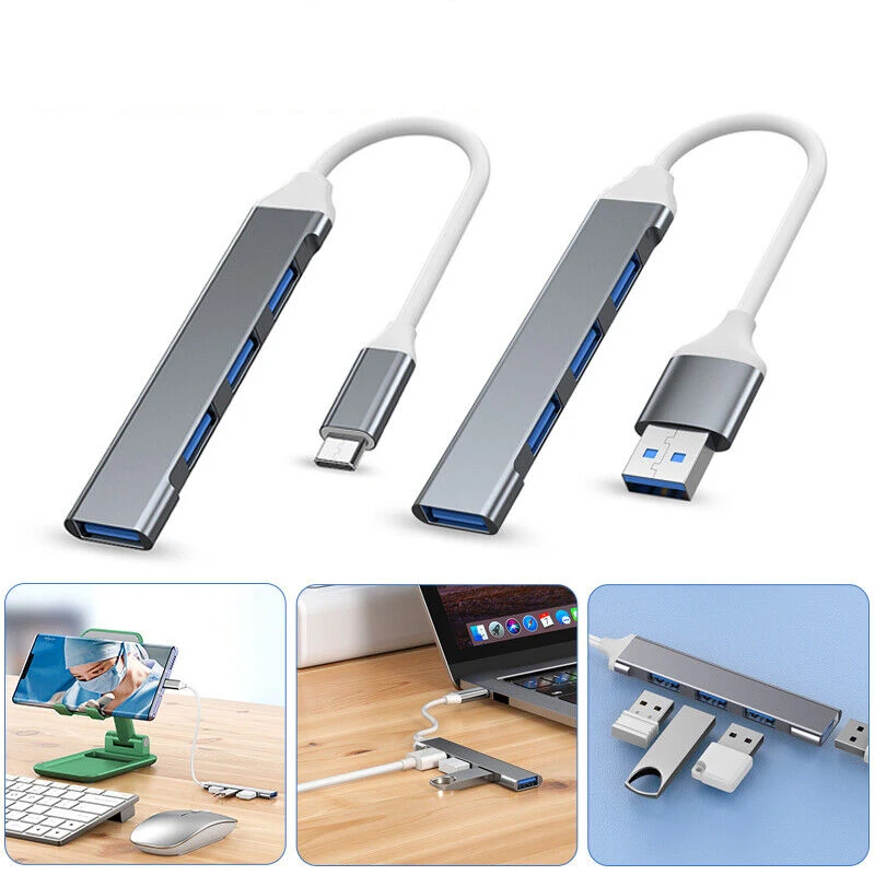 USB Hub Extensions High Speed 4Port USB 3.0 Hub type c Splitter 5Gbps For PC Accessories Multiport HUB Usb Splitter Aluminum