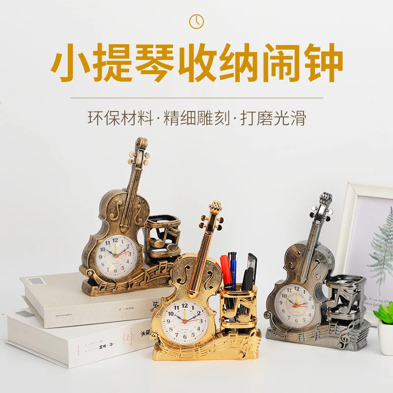 

Guitar Alarm Clock with Pen Holder Creative Desktop Decoration Clock Pen Socket Clock Student Gift Birthday Gift Creative