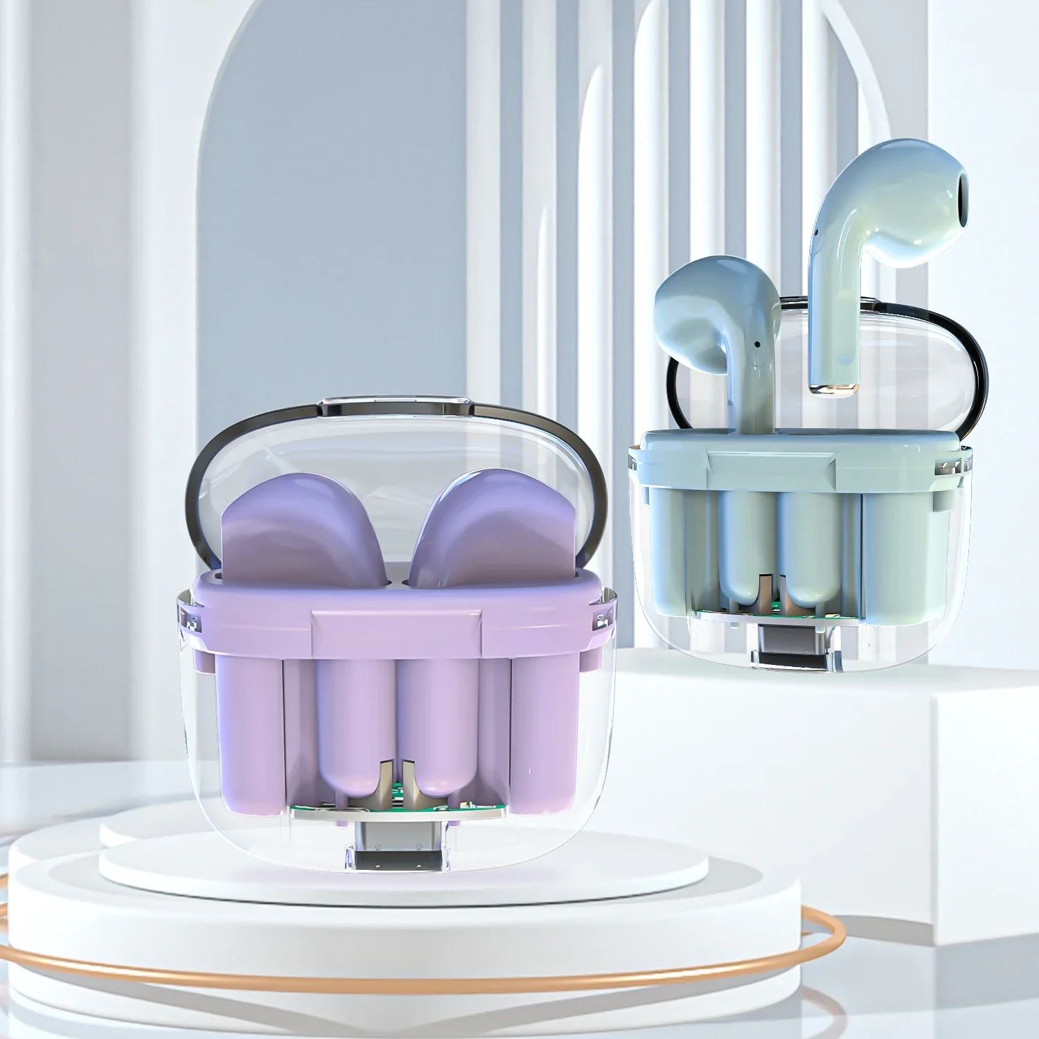 Фото Портативные мини-наушники, беспроводные Bluetooth-наушники, гарнитура, совместимая с Xiaomi, Huawei, Apple, с зарядным чехлом №2
