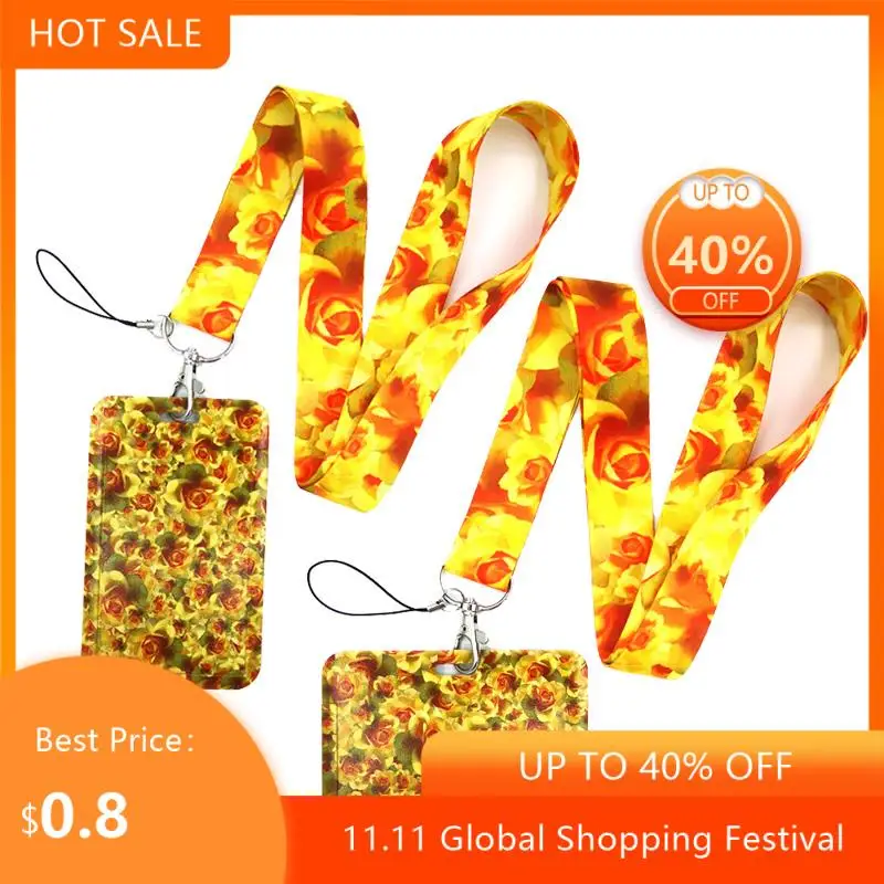 

Yellow Rose Flowers Credit Card ID Holder Bag Student Women Travel Bank Bus Business Card Cover Badge Accessories Gifts