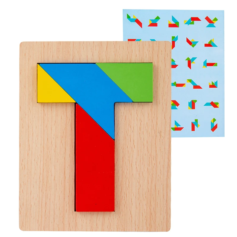 Children Wooden T Shape Jigsaw Classic 3D Puzzles Adult Kids Intelligence Game Montessori Baby DIY Brain-Training Education Toys