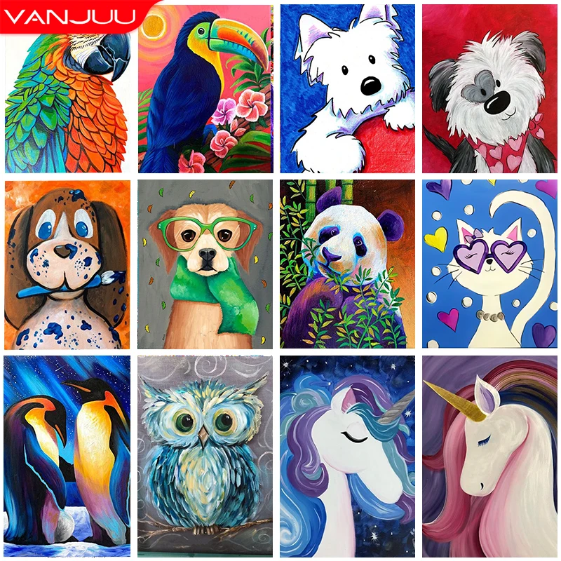 

DIY Diamond Painting Parrot Diamond Mosaic Full Round Drill Dog Rhinestone Embroidery Stone Cross Stitch Kit Home Decor