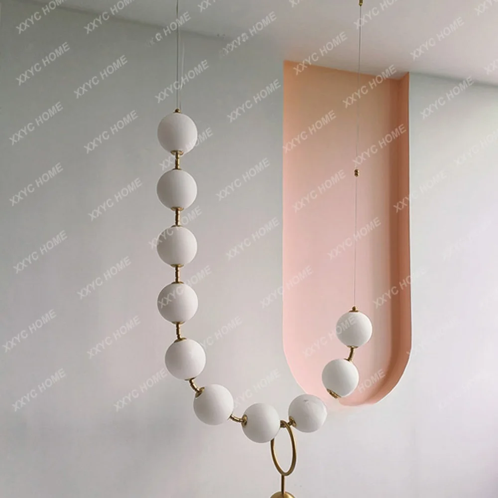 

Прикроватная люстра в стиле ретро кремового стиля, Подвесная лампа для спальни, креативное ожерелье, молитвенные бусины, фоновые настенные светильники