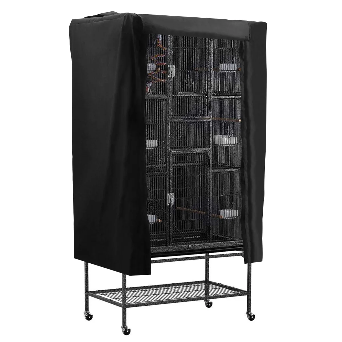 

POPETPOP Birdcage Covers Breathable Helper Accessory Shading Cloth for Bird (Black)