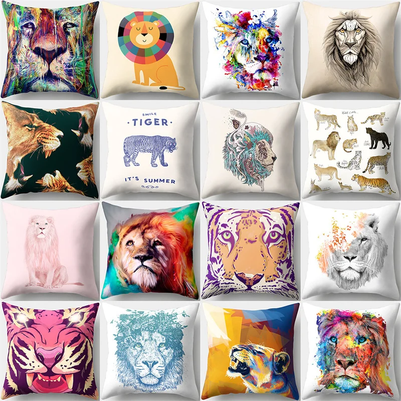 

Home Decor Animal Cushion Wild Liger Head Pillowcase Bedroom Pillowcase Decoration Living Room Sofa Home Pillowcase