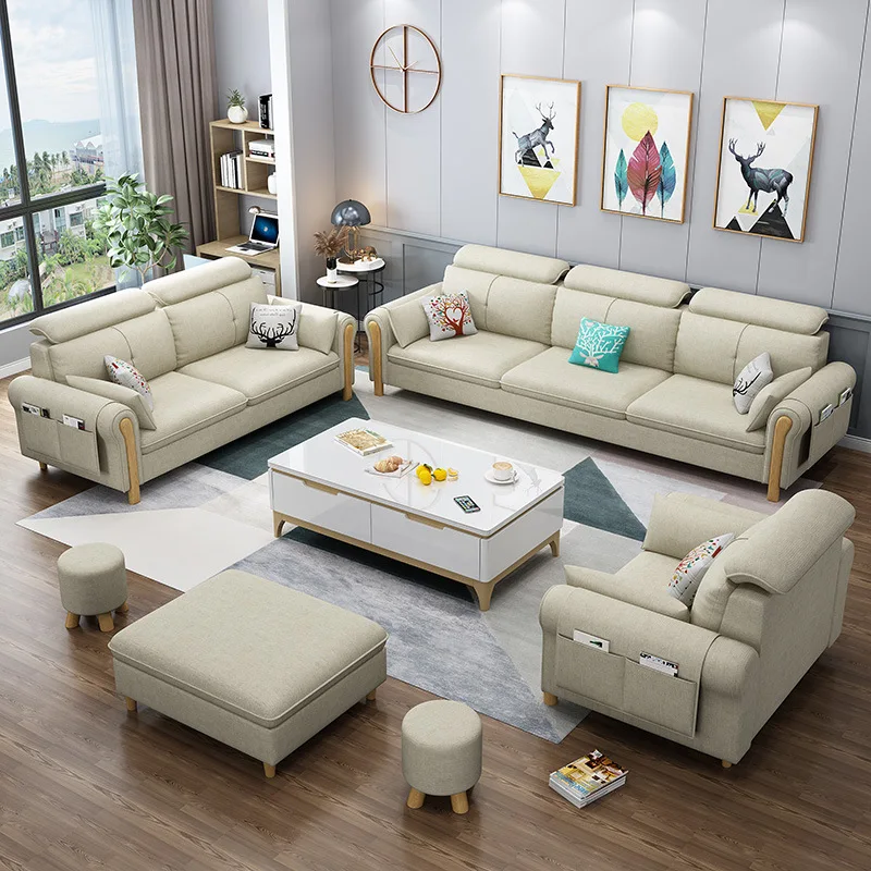 

Light luxury technology cloth Nordic fabric sofa simple modern size living room sofa latex sofa combination