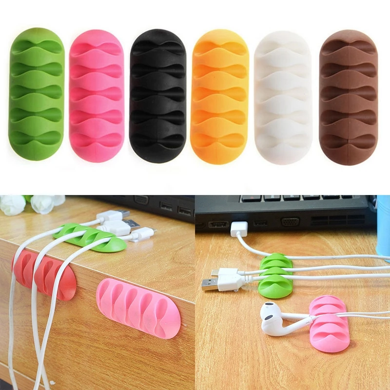 

New Silicon Cable Winder Earphone Cable Organizer Wire Storage Charger Holder Clips