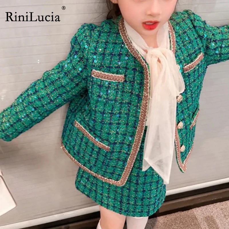 

RiniLucia Kids Girls Summer Clothes Sets 2022 Fashion Baby Solid Color Long Sleeve Shirt + Bow Pant Skirts Children Outfits