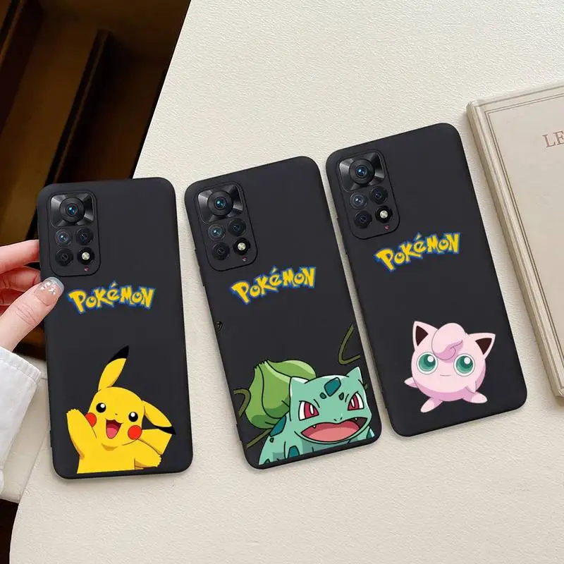 Cute Cartoon Pokemon Pikachu Phone Case For Redmi Note 11E 11S 11 10 9 Pro 9A K20 K30 K40 Soft Silicone Cover