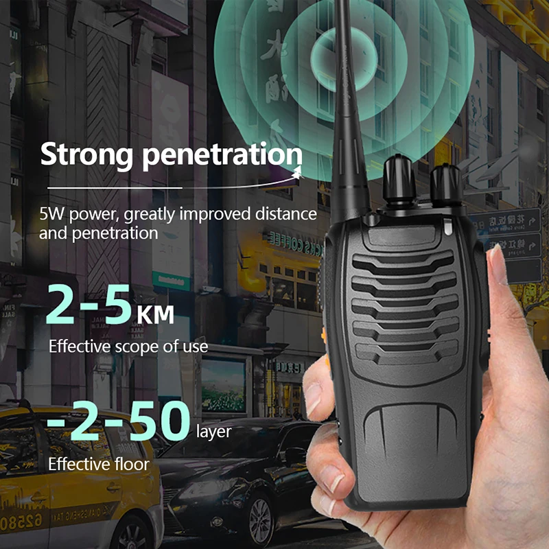 2Pcs baofeng BF-888S Walkie Talkie Two-way Radio Set BF 888s UHF 400-470MHz 16CH walkie-talkie Radios Transceiver